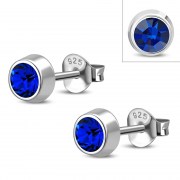 Sapphire CZ Silver Stud Earrings, e426st